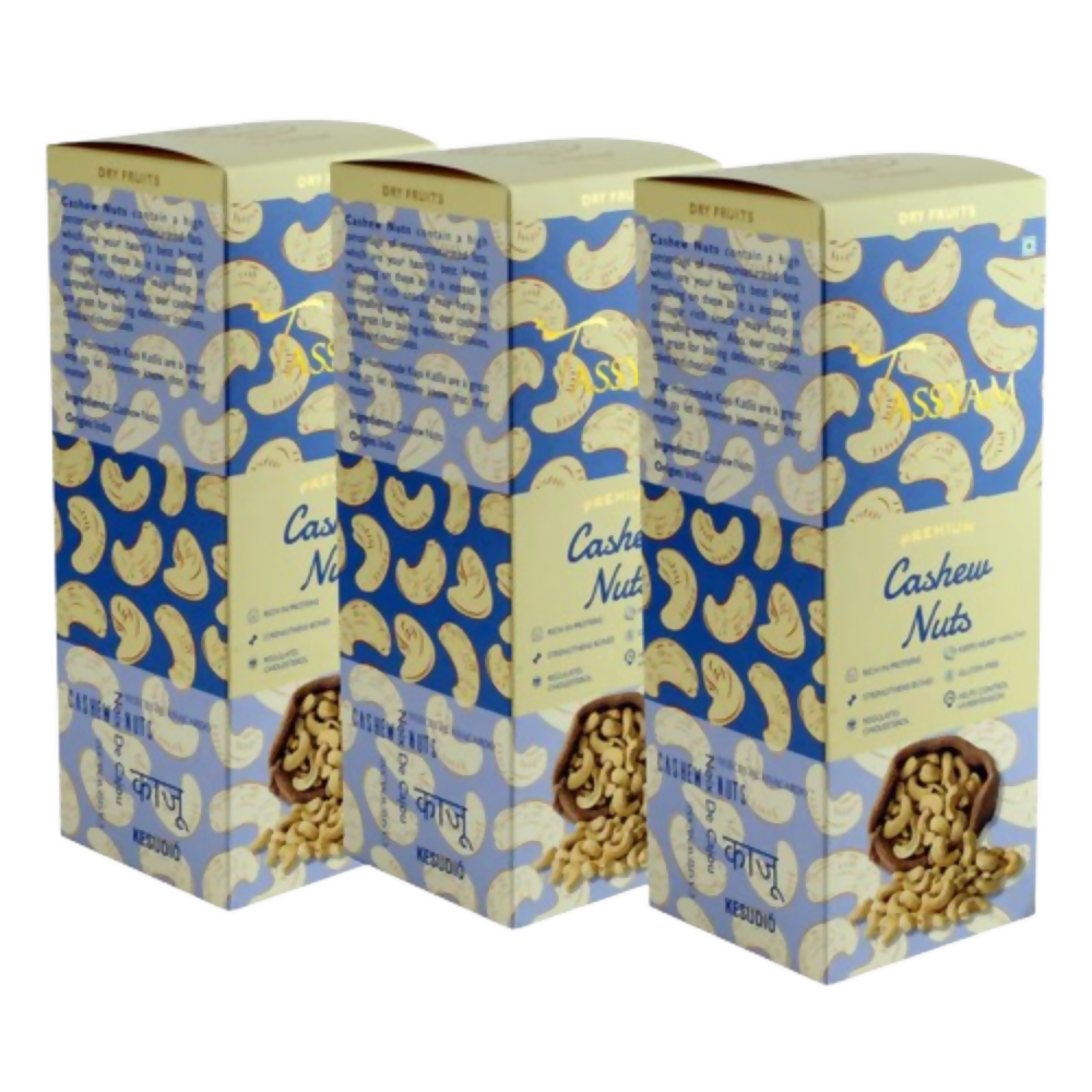 Tassyam Organics Premium Cashews w240 Grade - Box | Grocsy