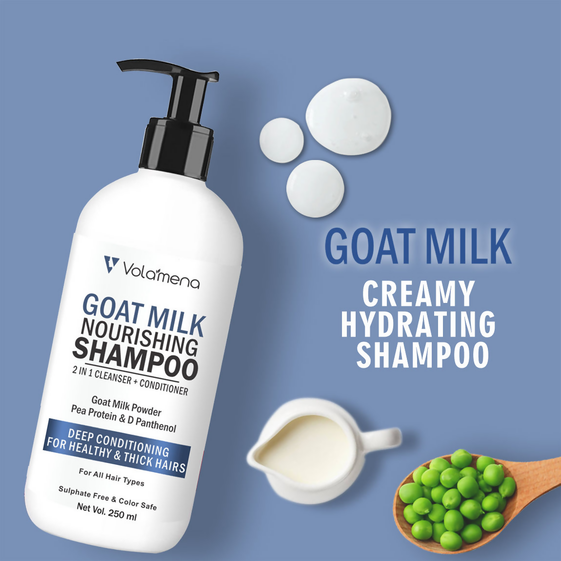 Volamena Goat Milk Shampoo Is Gentle 2 In 1 Hair Cleanser | Grocsy