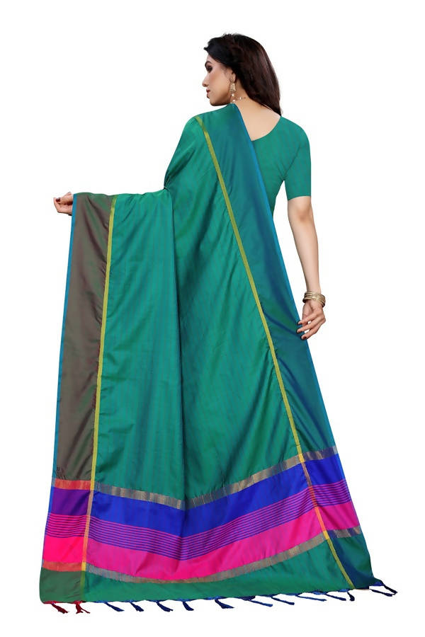 Vamika Green Cotton Silk Weaving Saree (Binita Green) | Grocsy