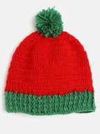Chutput Kids Woollen Hand Knitted Full Sleeves Snowman Detail Sweater For Baby Boys With Cap - Red | Grocsy