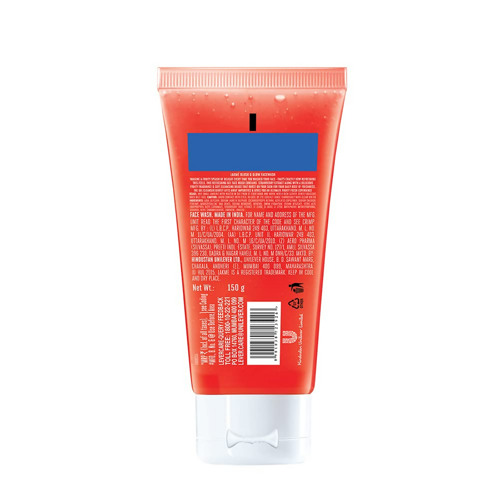 Lakme Blush & Glow Strawberry Freshness Gel Face Wash | Grocsy