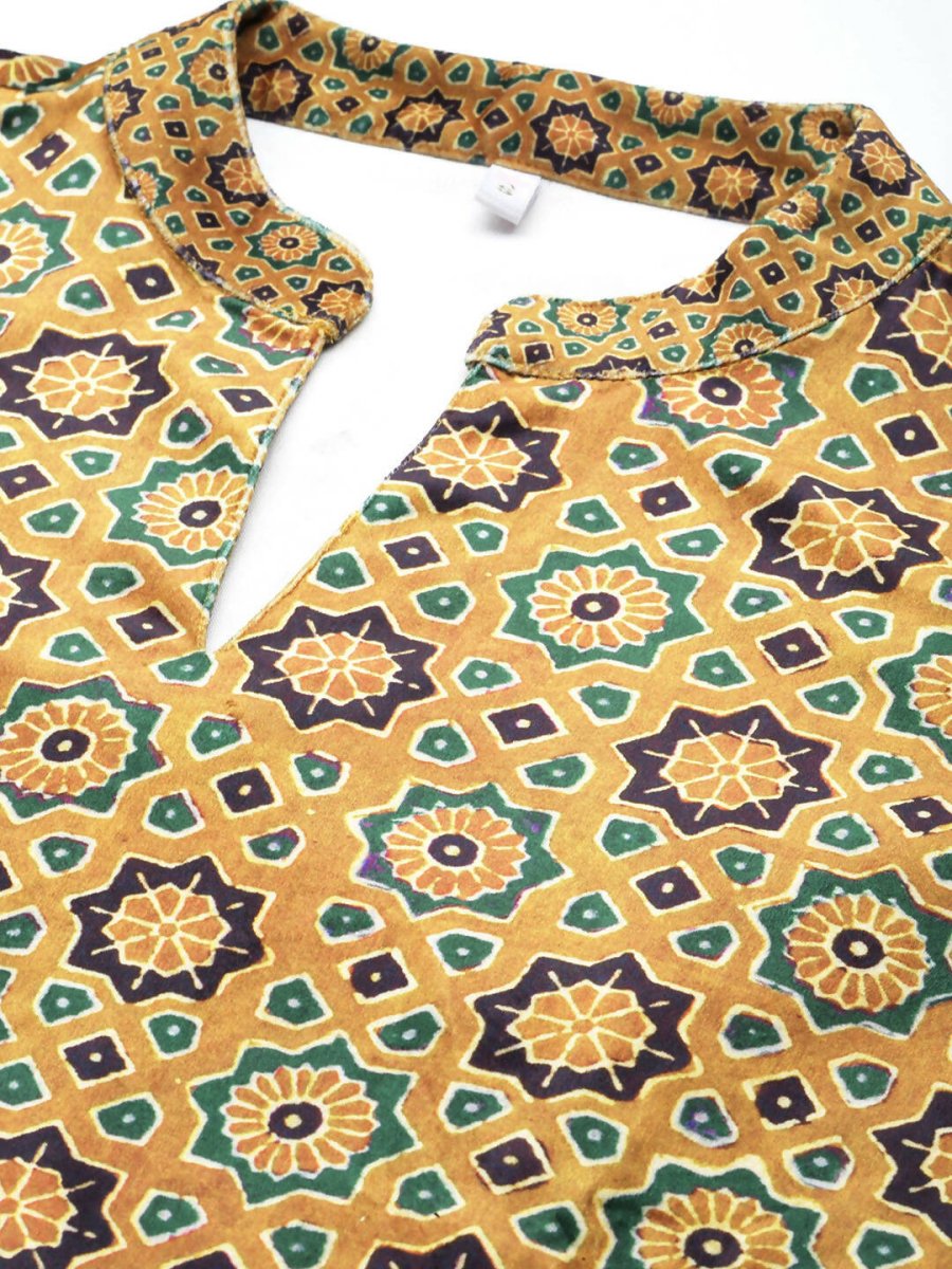 Ahalyaa Women's Traditional wear Kurta - Mustard | Grocsy