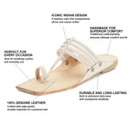 Stepsoft Men'S Off-White Kolhapuri Chappal | Handcrafted Ethnic Leather Wedding Footwear | Grocsy