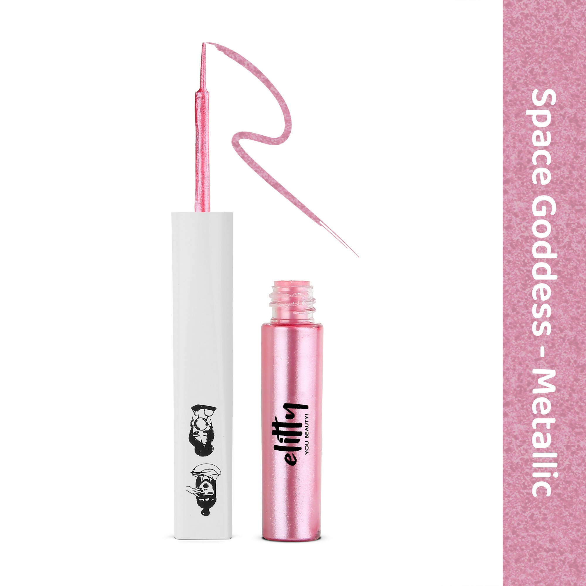Elitty Pink Pop Color Metallic Finish Liquid Eyeliner - Space Goddess (Pink) | Grocsy