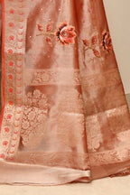 Joban Fashion Orange Saree Tissue Applick With Mirror | Grocsy
