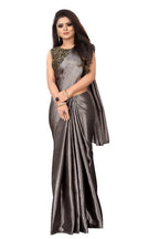 Vamika Grey Satin Designer Saree (PAVITRA GREY) | Grocsy