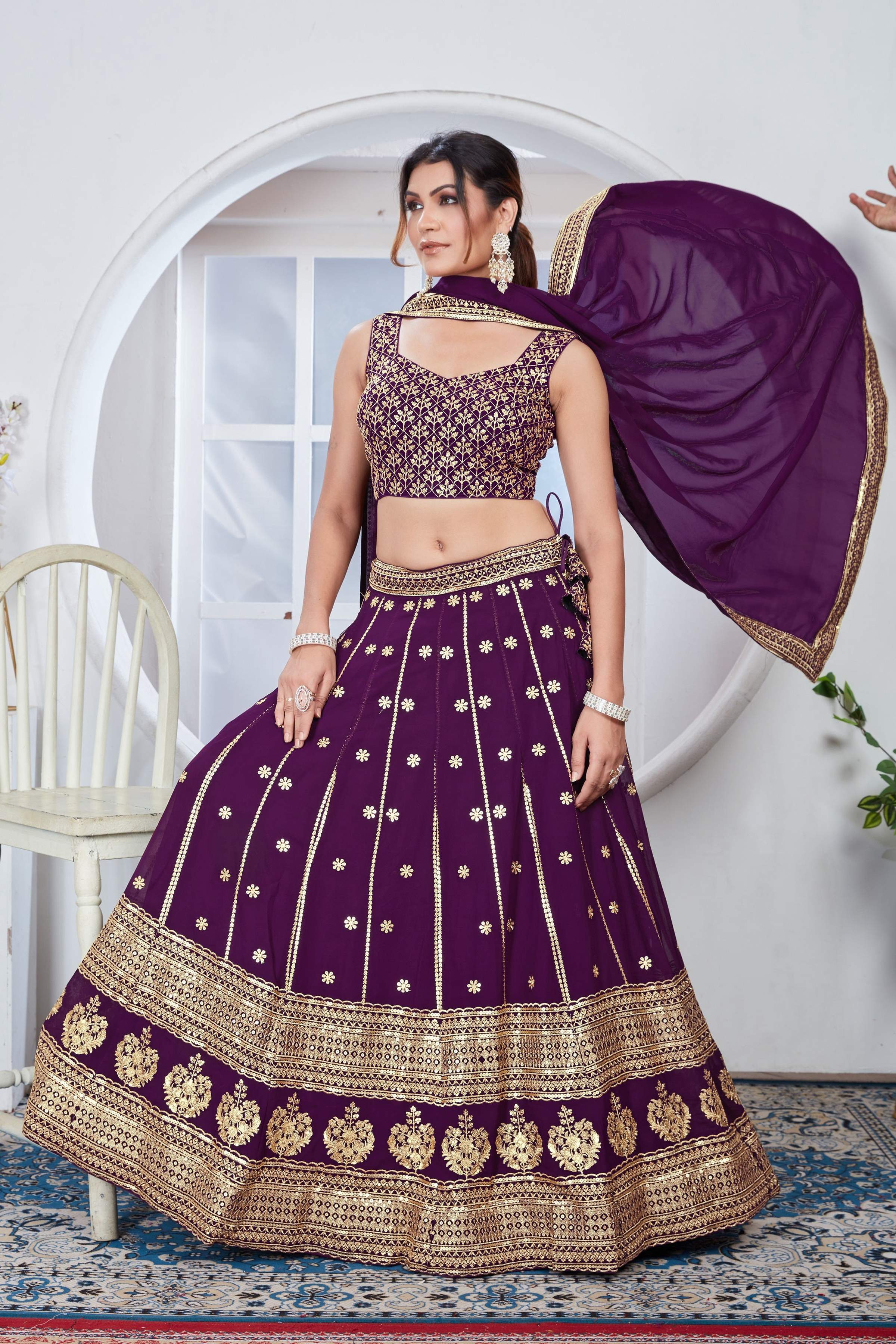 Lehenga Mart Designer Wedding Lehenga Choli For Women - Purple | Grocsy
