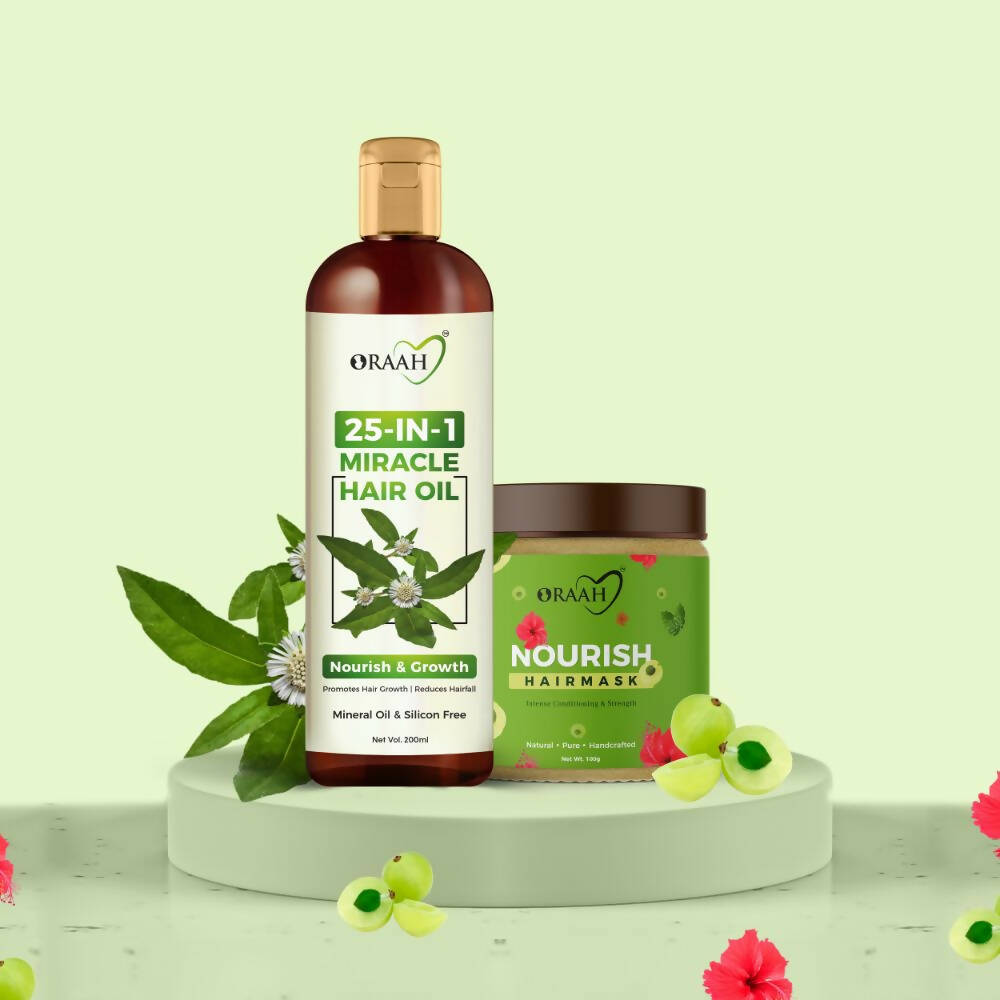 Oraah Hair Care Combo (Miracle Hair Oil + Hair Mask) | Grocsy