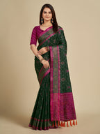 Vedant Vastram Bottle Green Color Kanjeevaram Silk Saree - Bottle Green | Grocsy