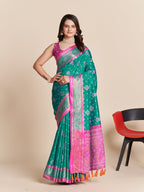Vedant Vastram Rama Color Kanjeevaram Silk Saree - Rama | Grocsy