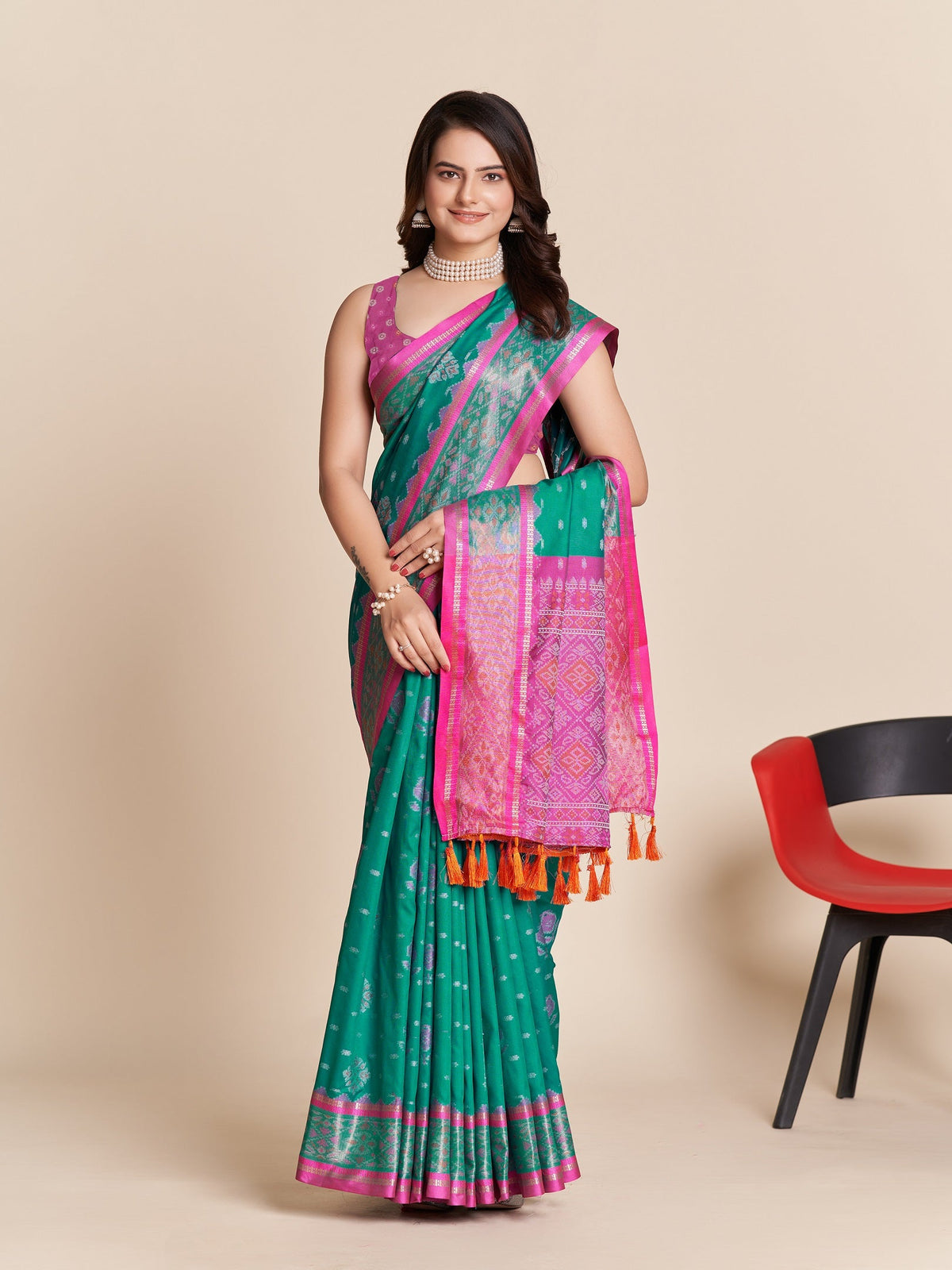 Vedant Vastram Rama Color Kanjeevaram Silk Saree - Rama | Grocsy