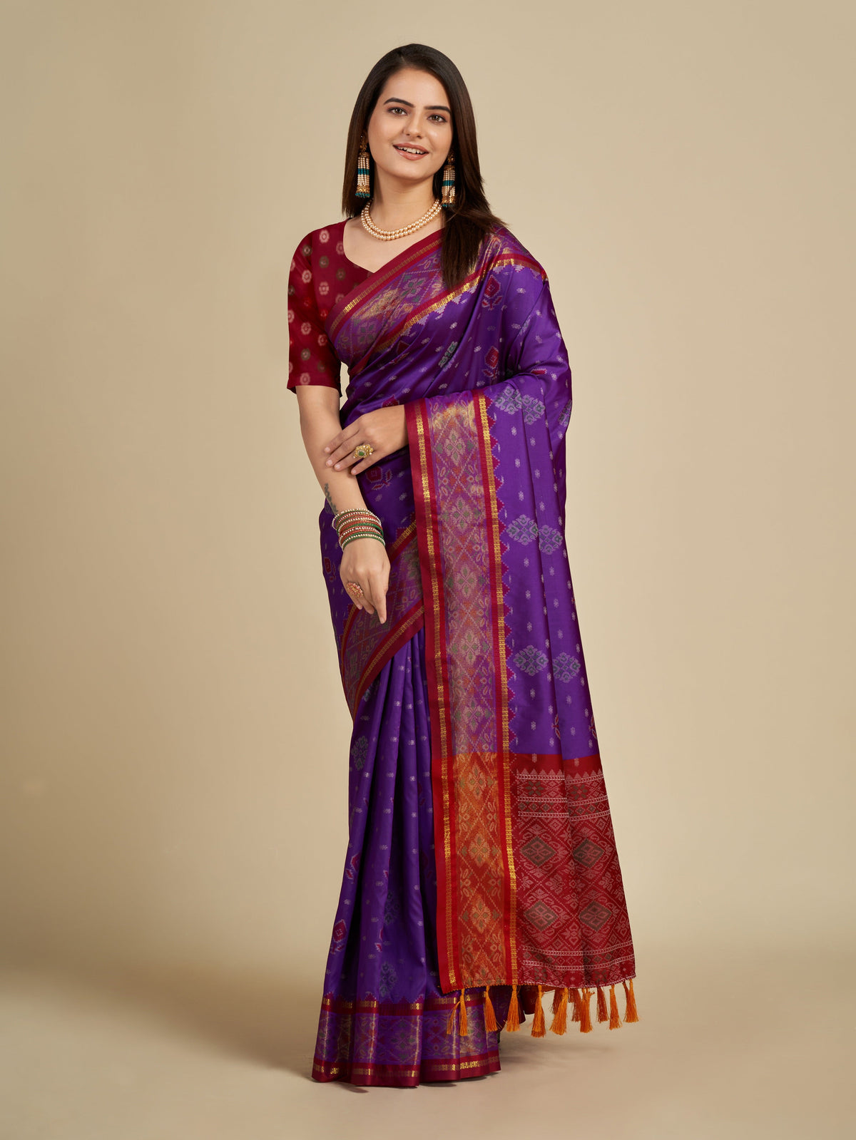 Vedant Vastram Violet Color Kanjeevaram Silk Saree - Violate | Grocsy