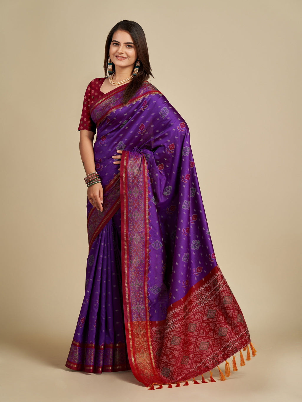 Vedant Vastram Violet Color Kanjeevaram Silk Saree - Violate | Grocsy