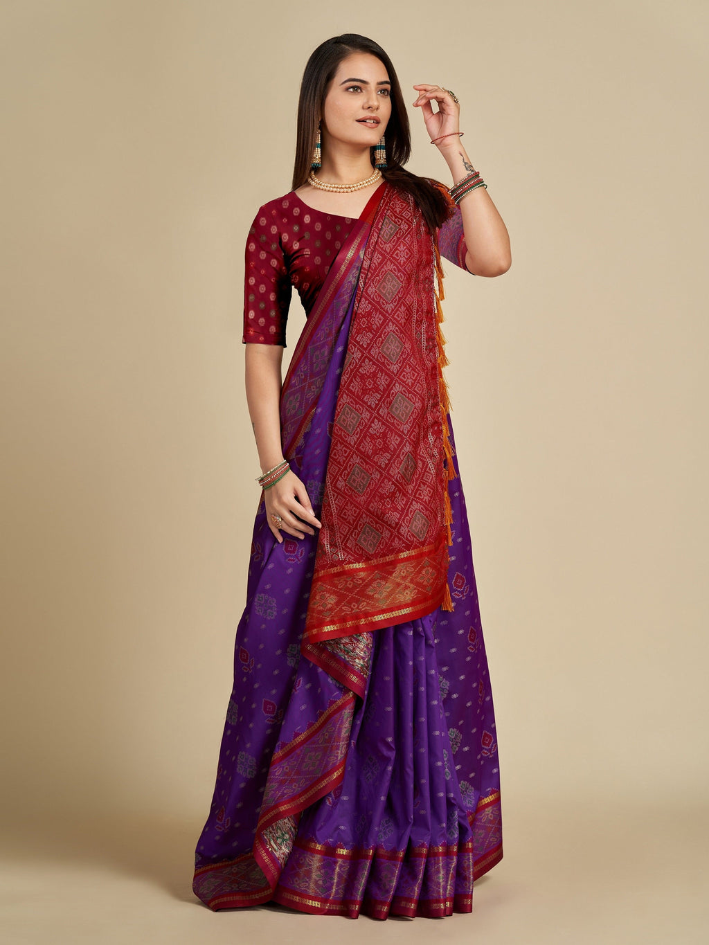 Vedant Vastram Violet Color Kanjeevaram Silk Saree - Violate | Grocsy