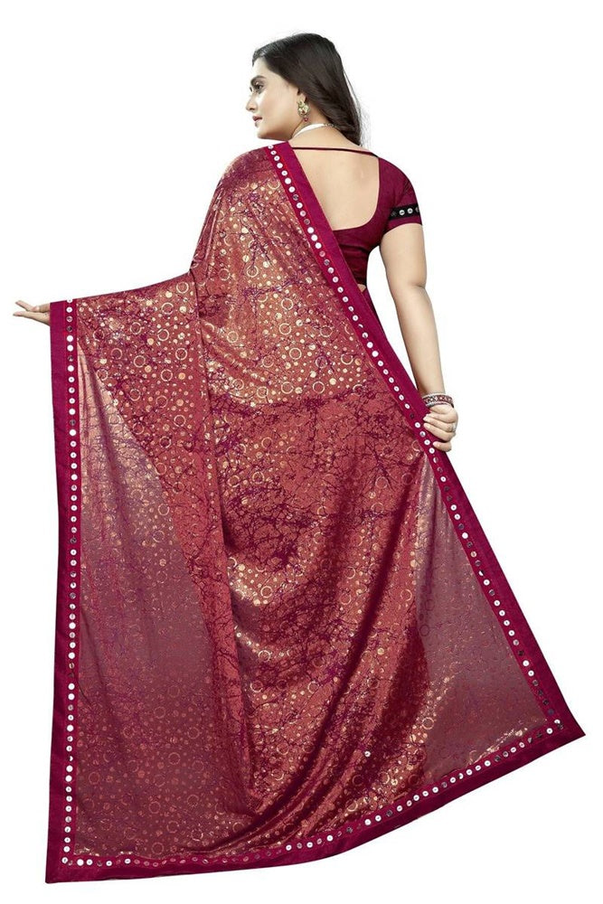 Vamika Red Lycra Designer Saree | Grocsy