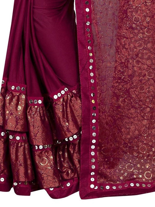 Vamika Red Lycra Designer Saree | Grocsy