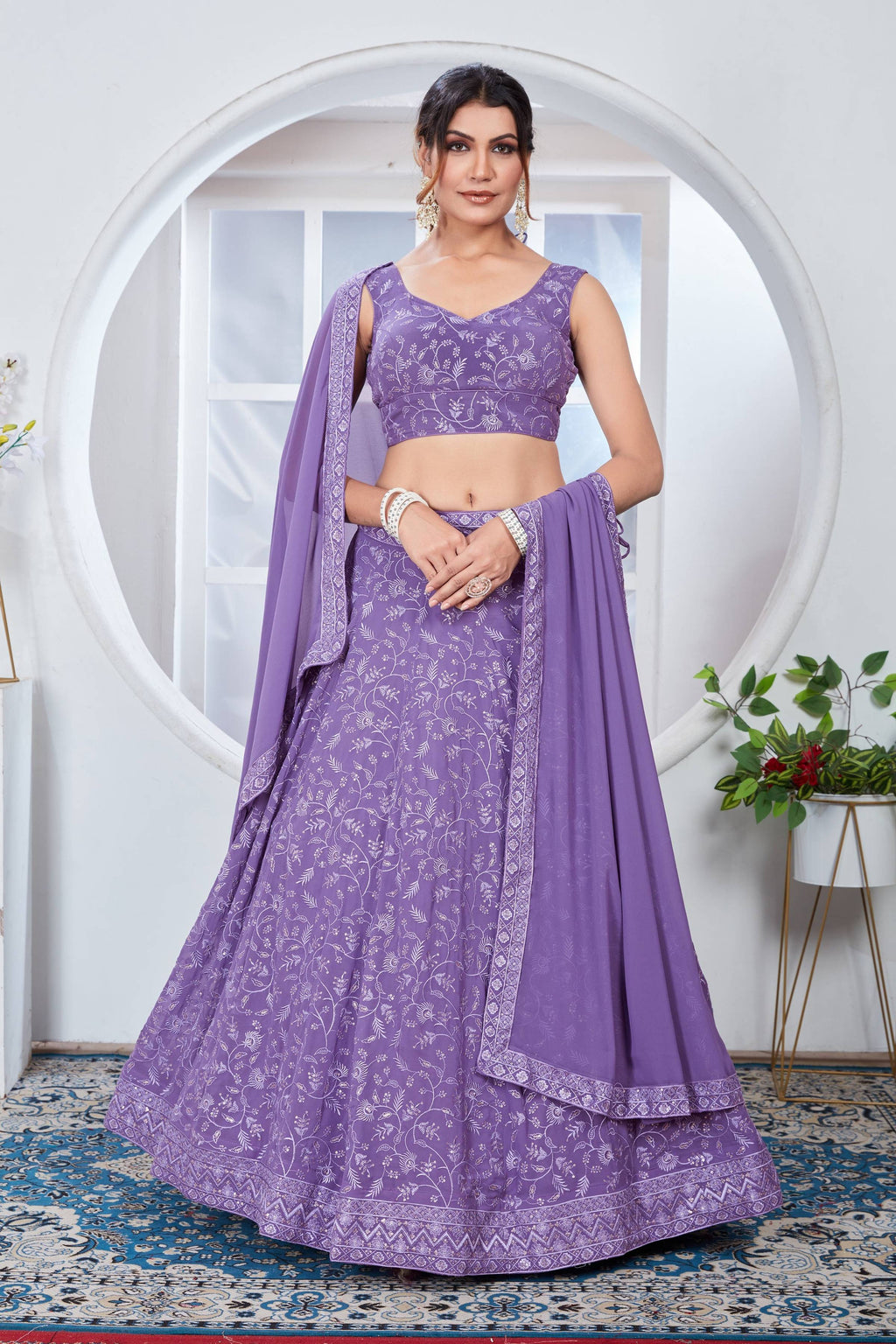 Lehenga Mart Designer Wedding Lehenga Choli For Women - Light Purple | Grocsy