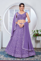 Lehenga Mart Designer Wedding Lehenga Choli For Women - Light Purple | Grocsy