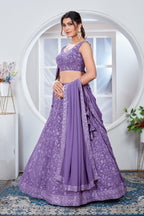 Lehenga Mart Designer Wedding Lehenga Choli For Women - Light Purple | Grocsy