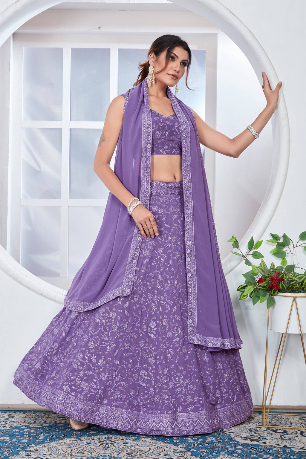 Lehenga Mart Designer Wedding Lehenga Choli For Women - Light Purple | Grocsy