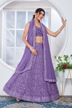 Lehenga Mart Designer Wedding Lehenga Choli For Women - Light Purple | Grocsy
