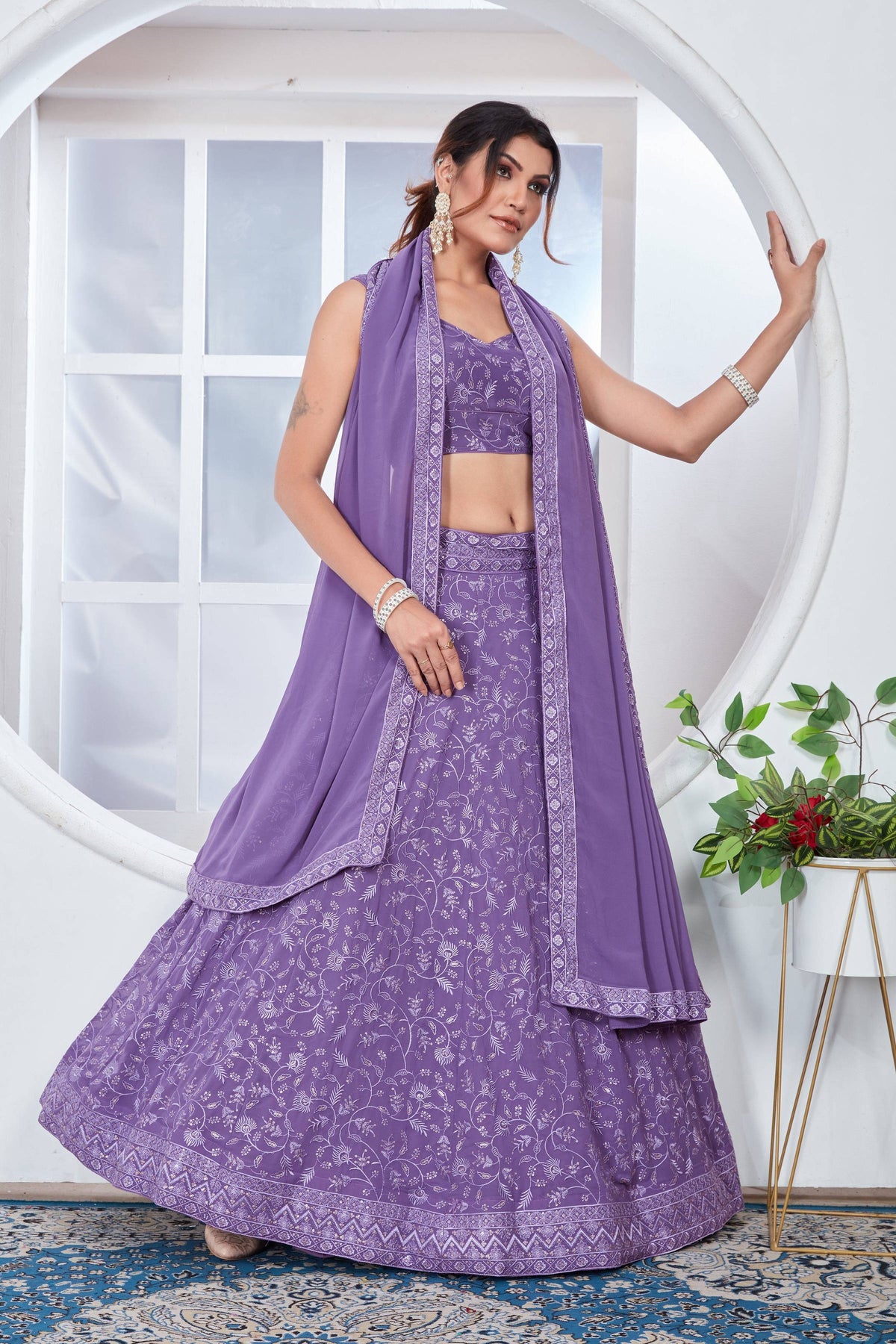 Lehenga Mart Designer Wedding Lehenga Choli For Women - Light Purple | Grocsy