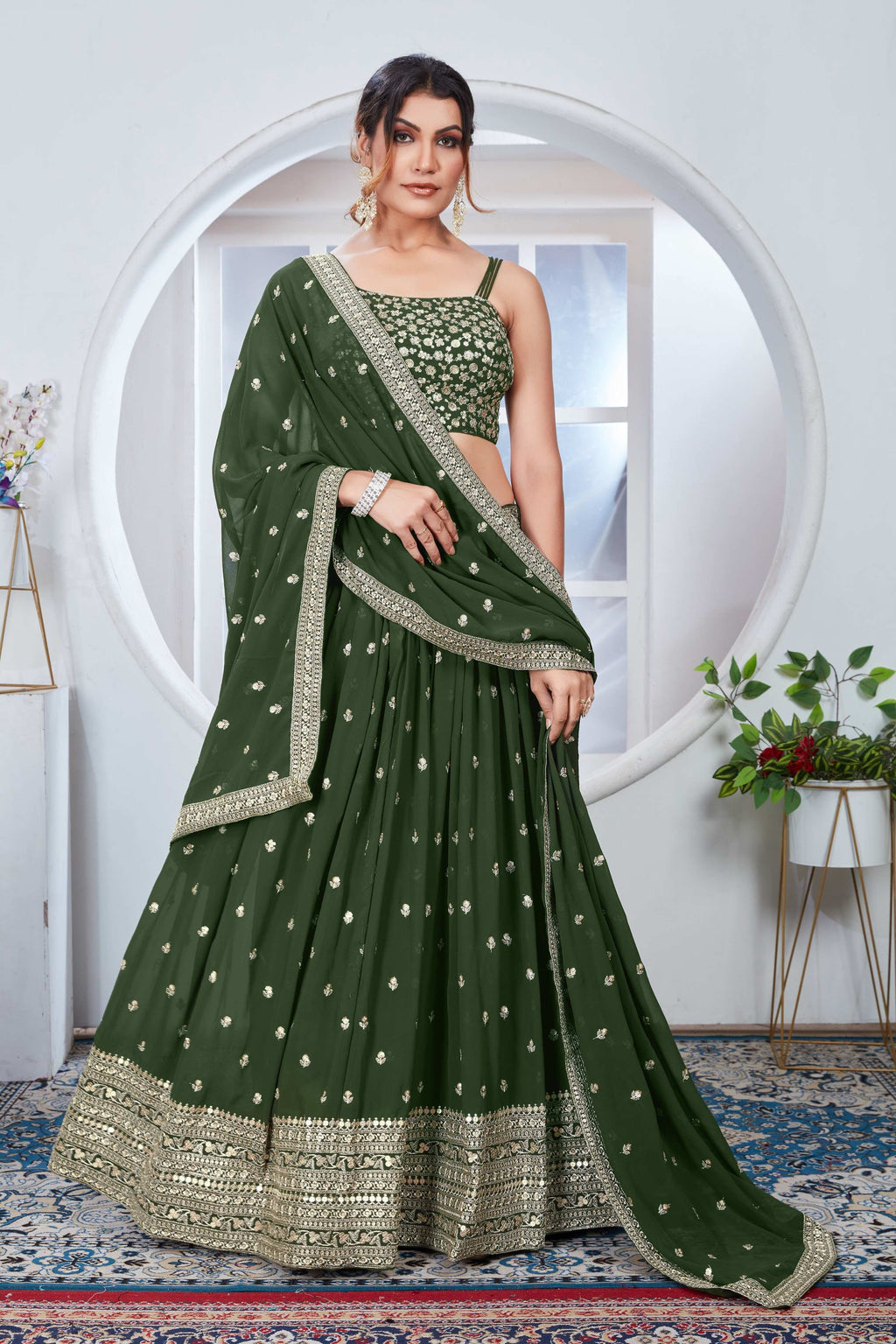 Lehenga Mart Designer Wedding Lehenga Choli For Women - Mehndi | Grocsy