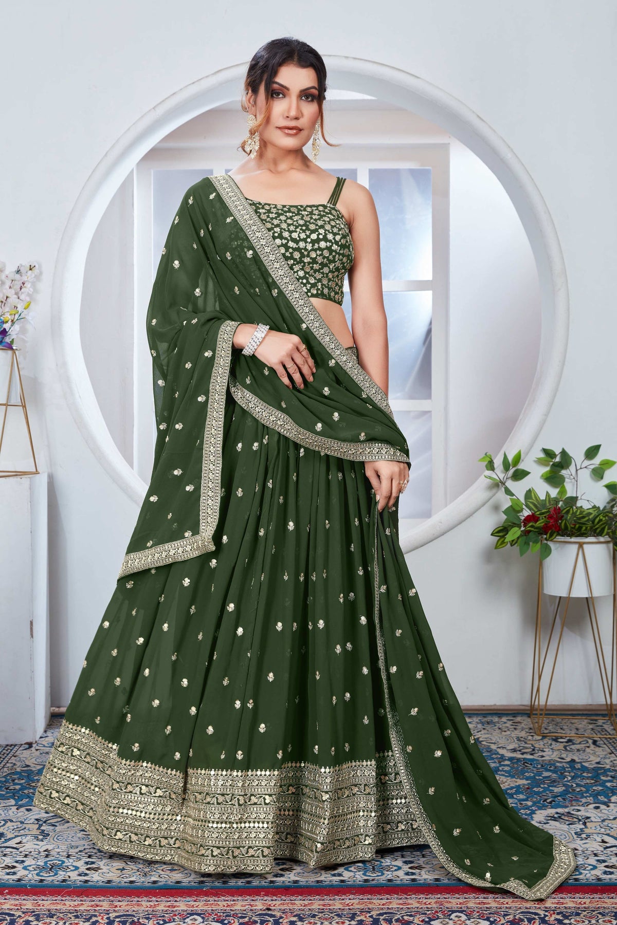 Lehenga Mart Designer Wedding Lehenga Choli For Women - Mehndi | Grocsy