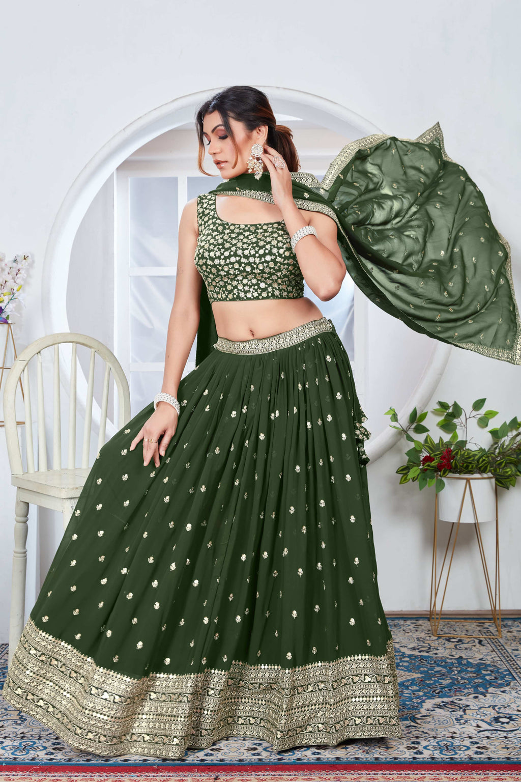 Lehenga Mart Designer Wedding Lehenga Choli For Women - Mehndi | Grocsy
