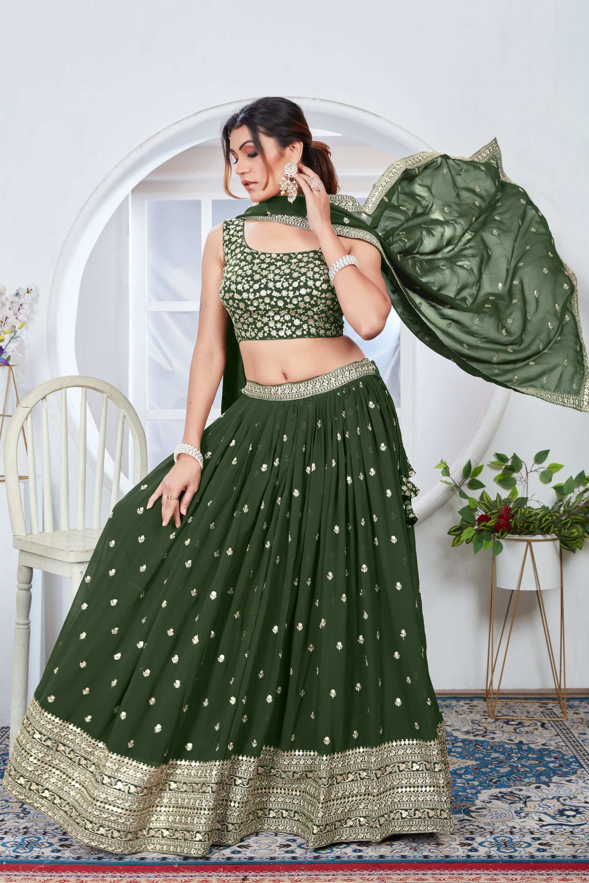 Lehenga Mart Designer Wedding Lehenga Choli For Women - Mehndi | Grocsy