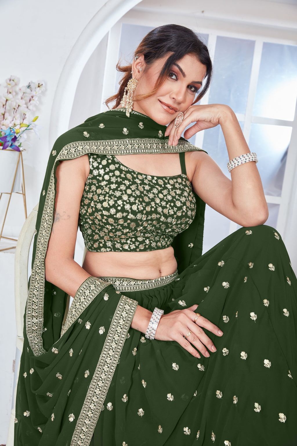Lehenga Mart Designer Wedding Lehenga Choli For Women - Mehndi | Grocsy