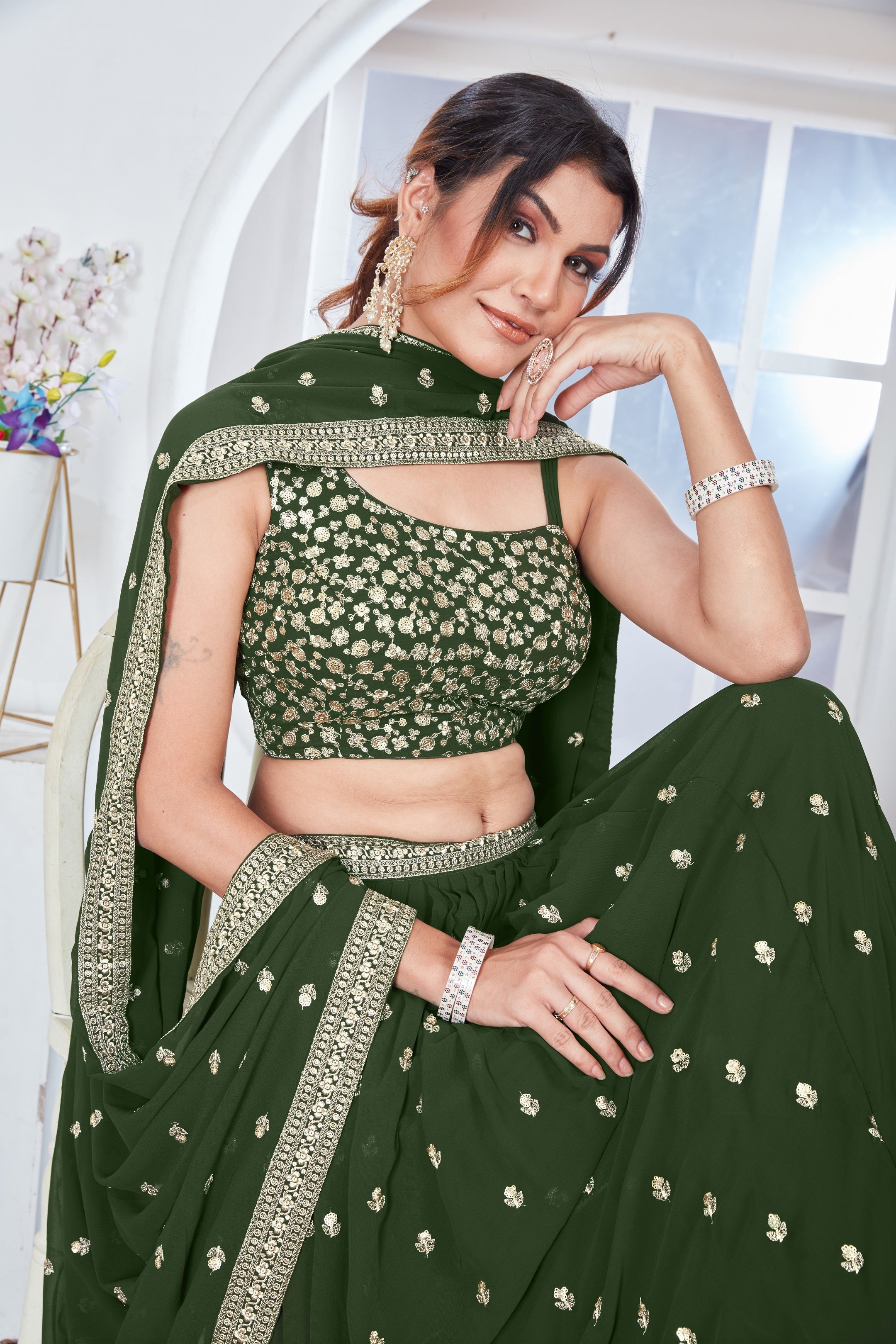 Lehenga Mart Designer Wedding Lehenga Choli For Women - Mehndi | Grocsy