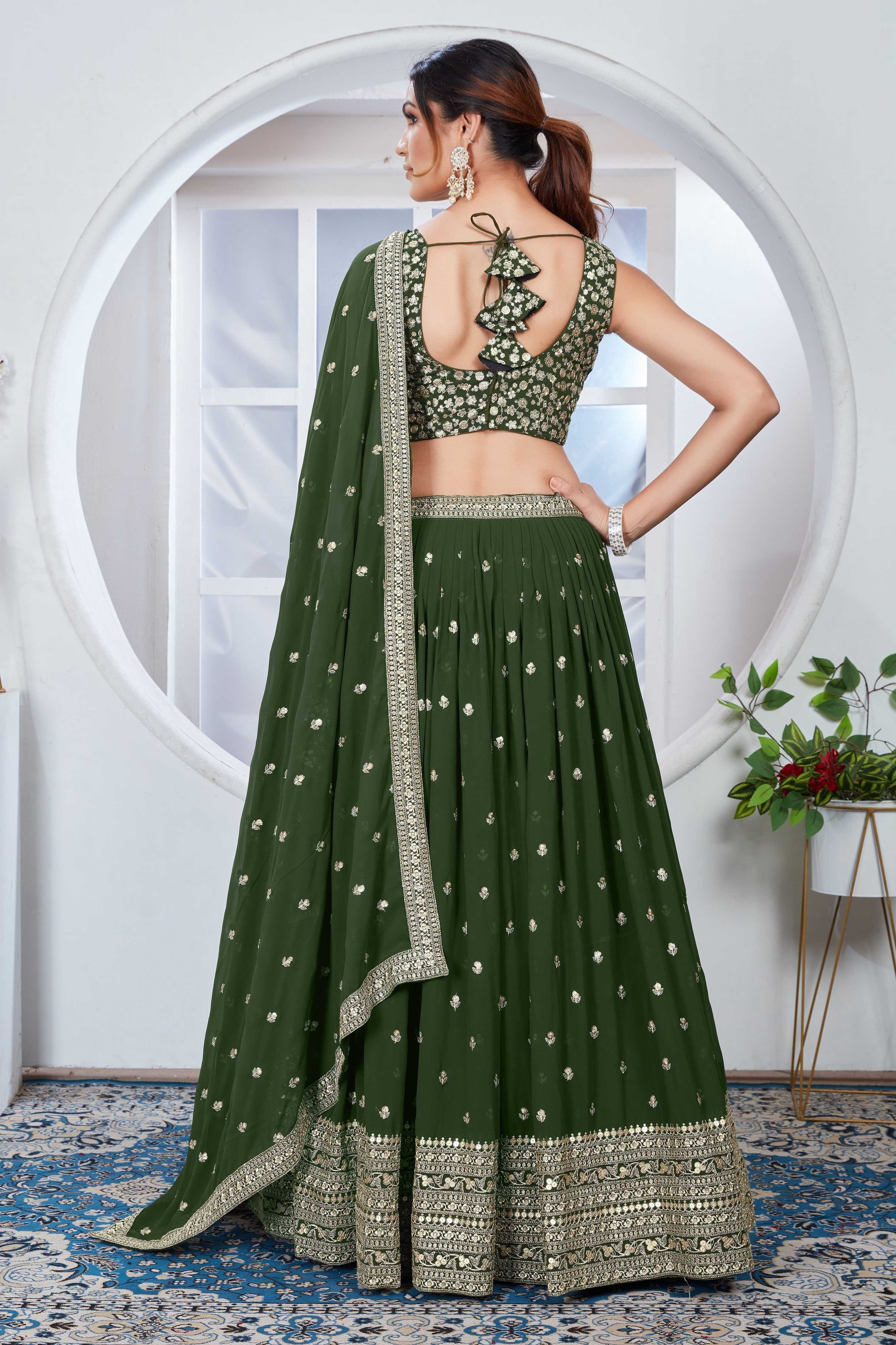 Lehenga Mart Designer Wedding Lehenga Choli For Women - Mehndi | Grocsy