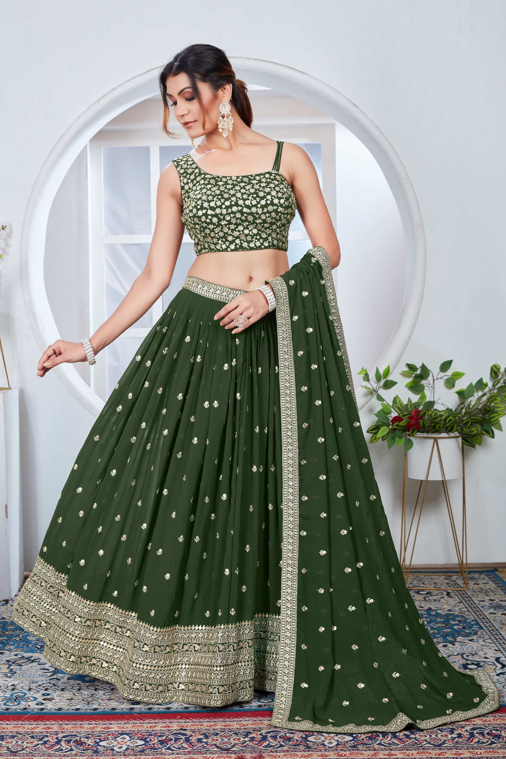 Lehenga Mart Designer Wedding Lehenga Choli For Women - Mehndi | Grocsy