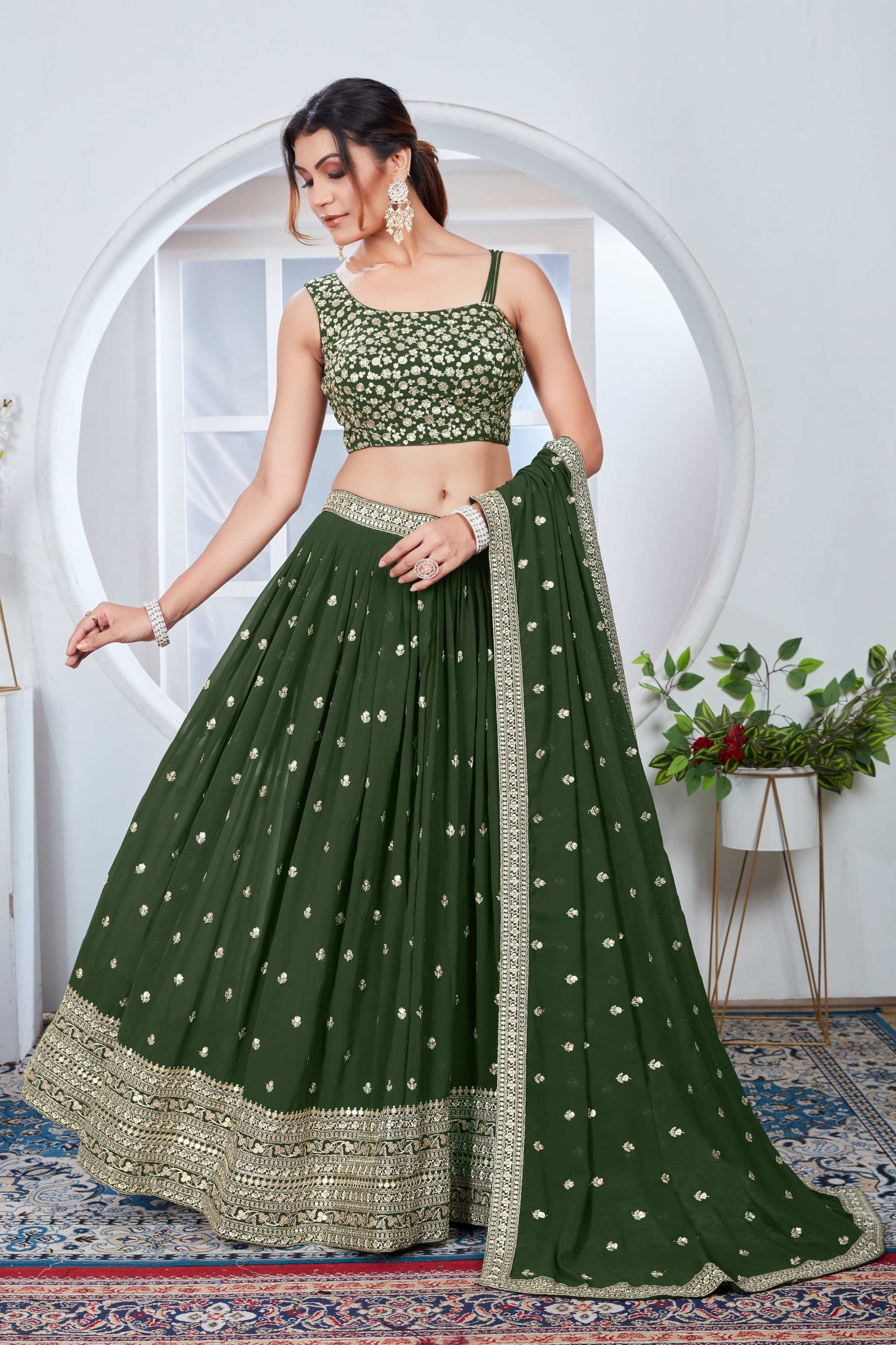 Lehenga Mart Designer Wedding Lehenga Choli For Women - Mehndi | Grocsy