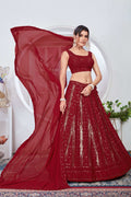Lehenga Mart Designer Wedding Lehenga Choli For Women - Red | Grocsy