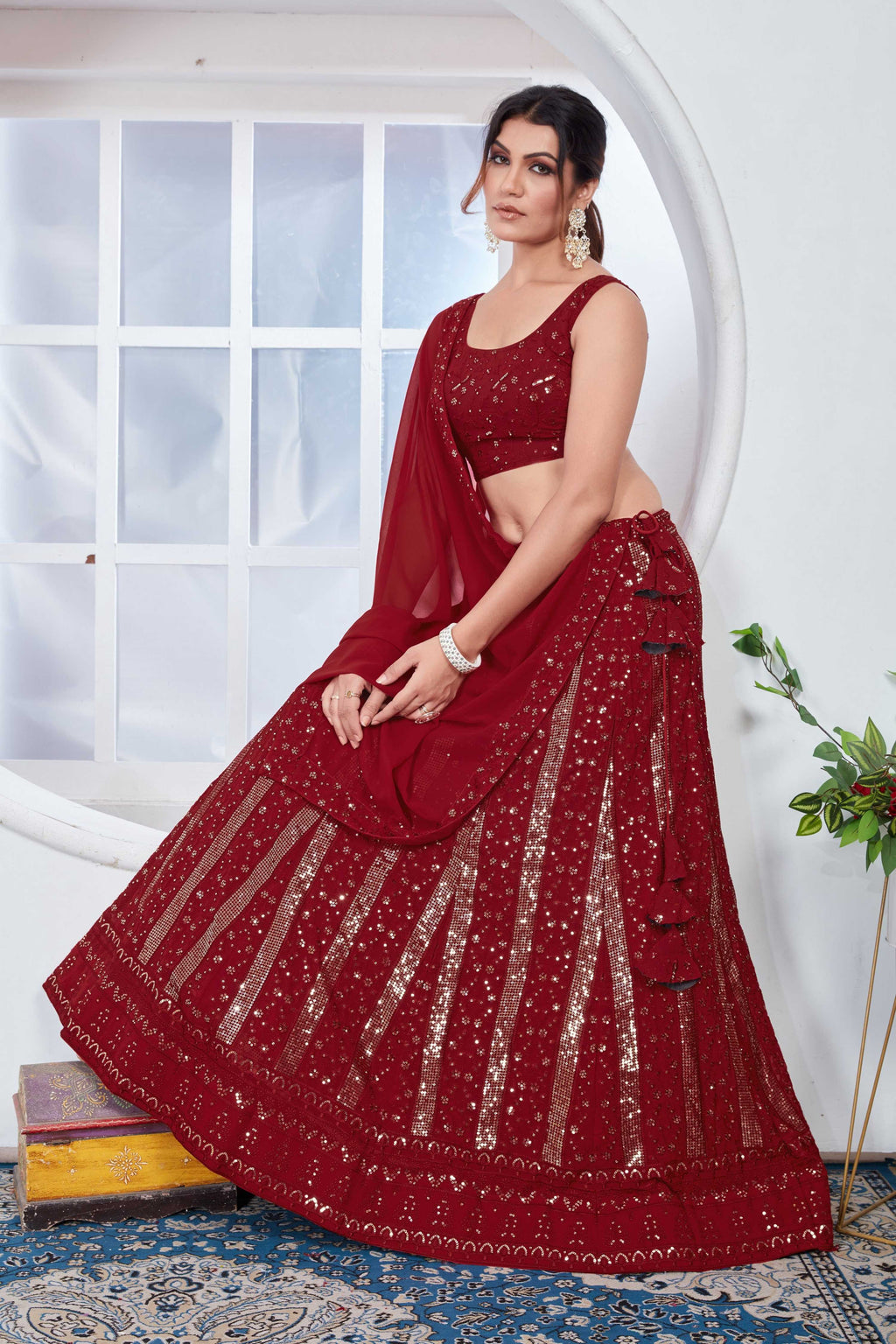 Lehenga Mart Designer Wedding Lehenga Choli For Women - Red | Grocsy