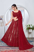 Lehenga Mart Designer Wedding Lehenga Choli For Women - Red | Grocsy