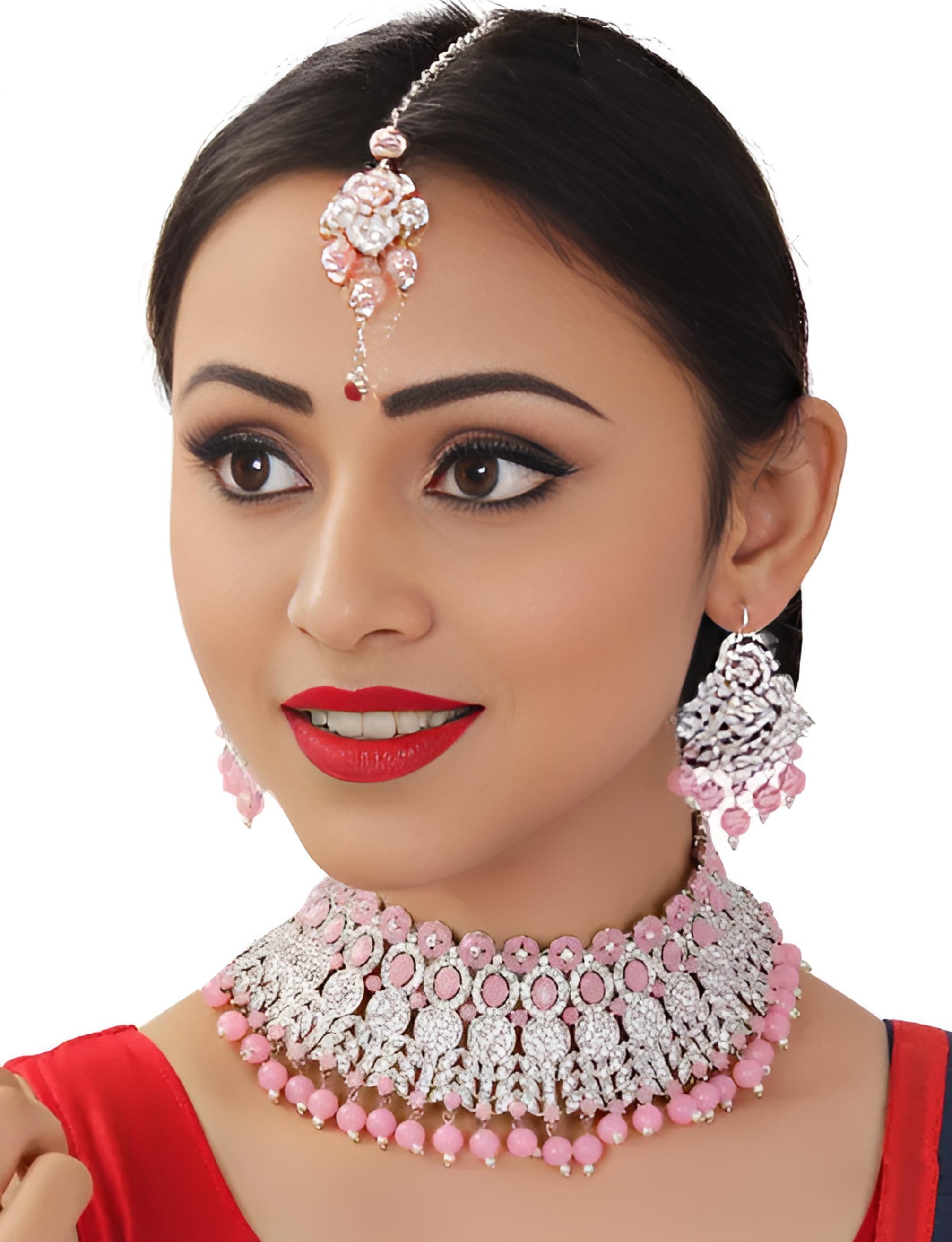 Jewel City Exquisite Chandelier Necklace - Traditional Indian Bridal Jewelry Set | Grocsy