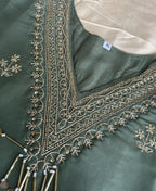 KC Roman Silk Palazzo Suit For Women Wedding Wear Green | Grocsy