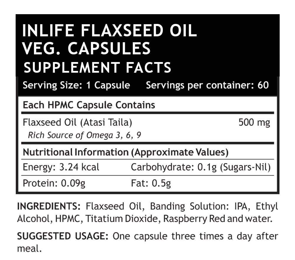 Inlife Flaxseed Oil Capsules Without Gelatin | Grocsy