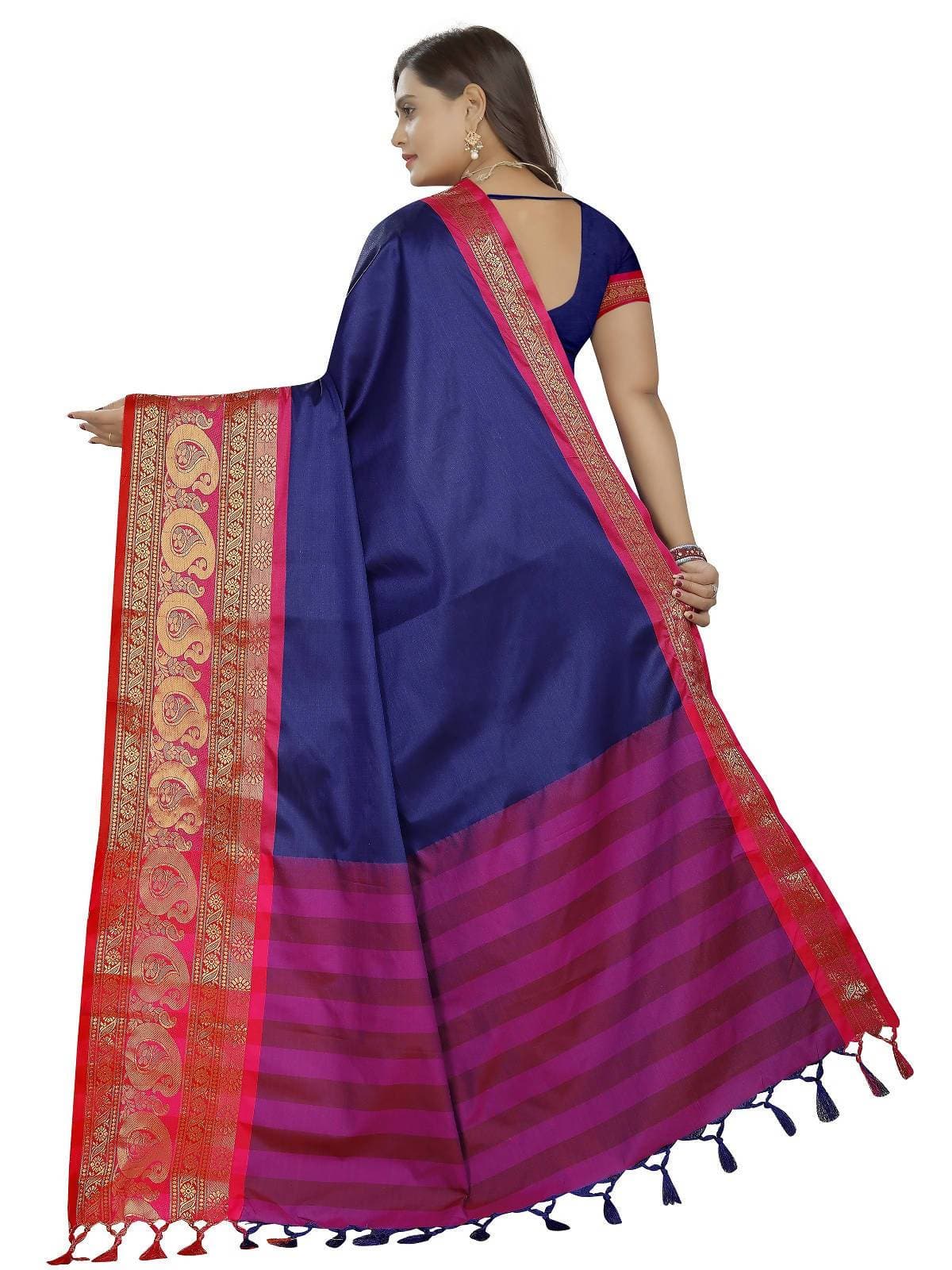 Vamika Banarasi Silk Royal Blue Weaving Saree | Grocsy