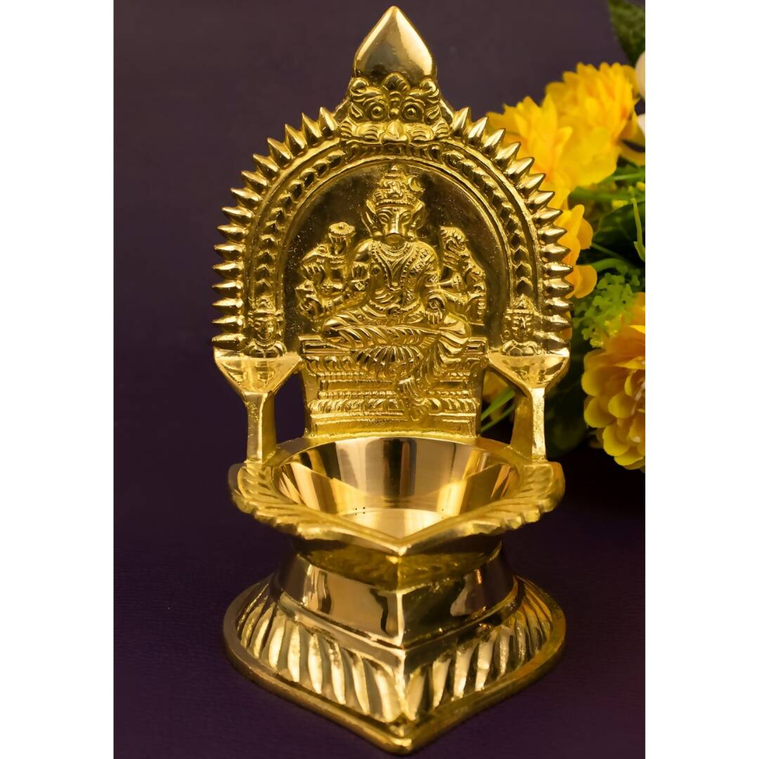 Spillbox Gold-Toned Brass Varagi Amman Diya Pooja Essential | Grocsy
