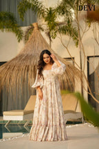 Aayaa Designer Printed Full Flared Gown - Multi Color | Grocsy