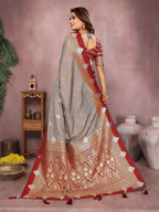 Aastha Fashion Grey Silk Sarees Weaving Saree | Grocsy