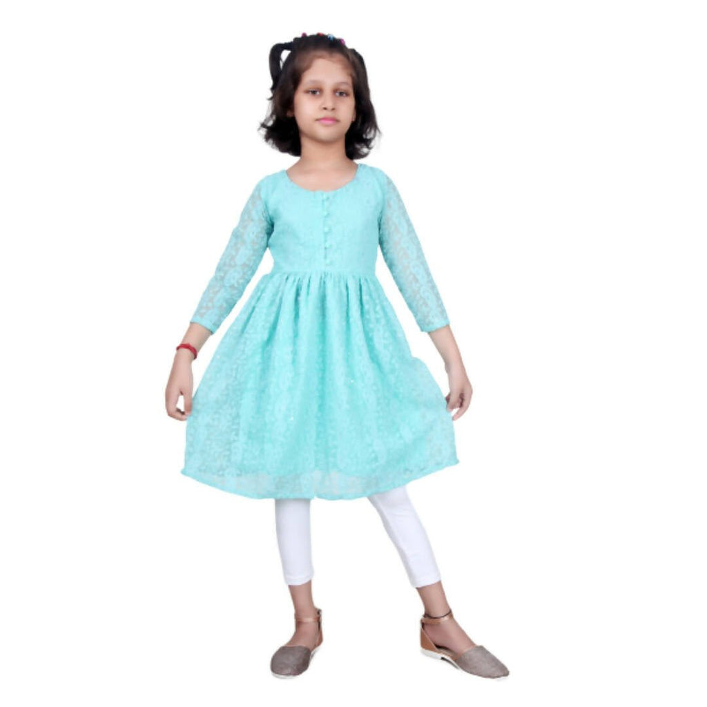 Akarshan viscose Lukhnowi Chikankari Anarkali kurta with Leggings - Green | Grocsy