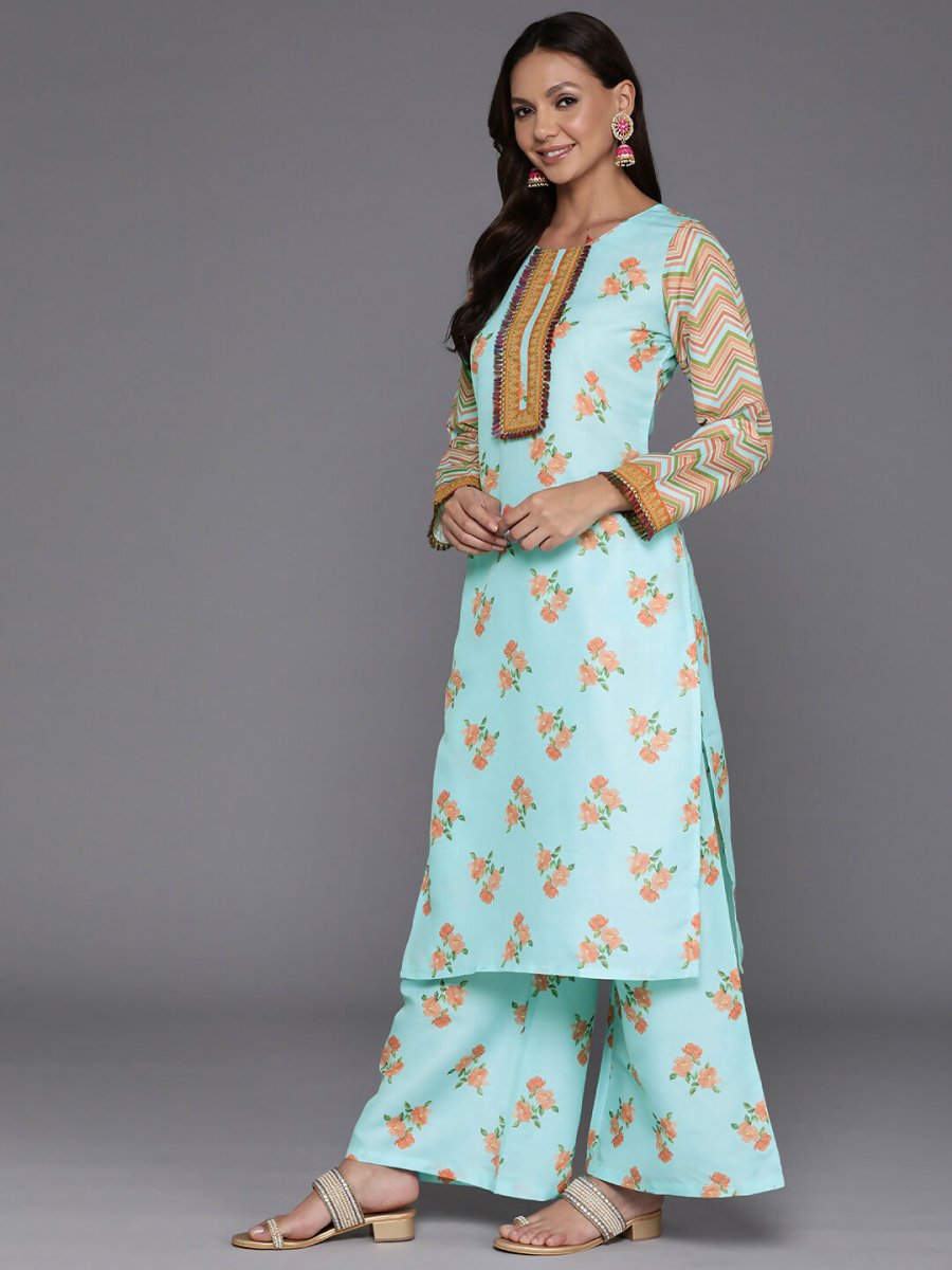 Ahalyaa Women's Traditional wear Kurta Set - Blue | Grocsy