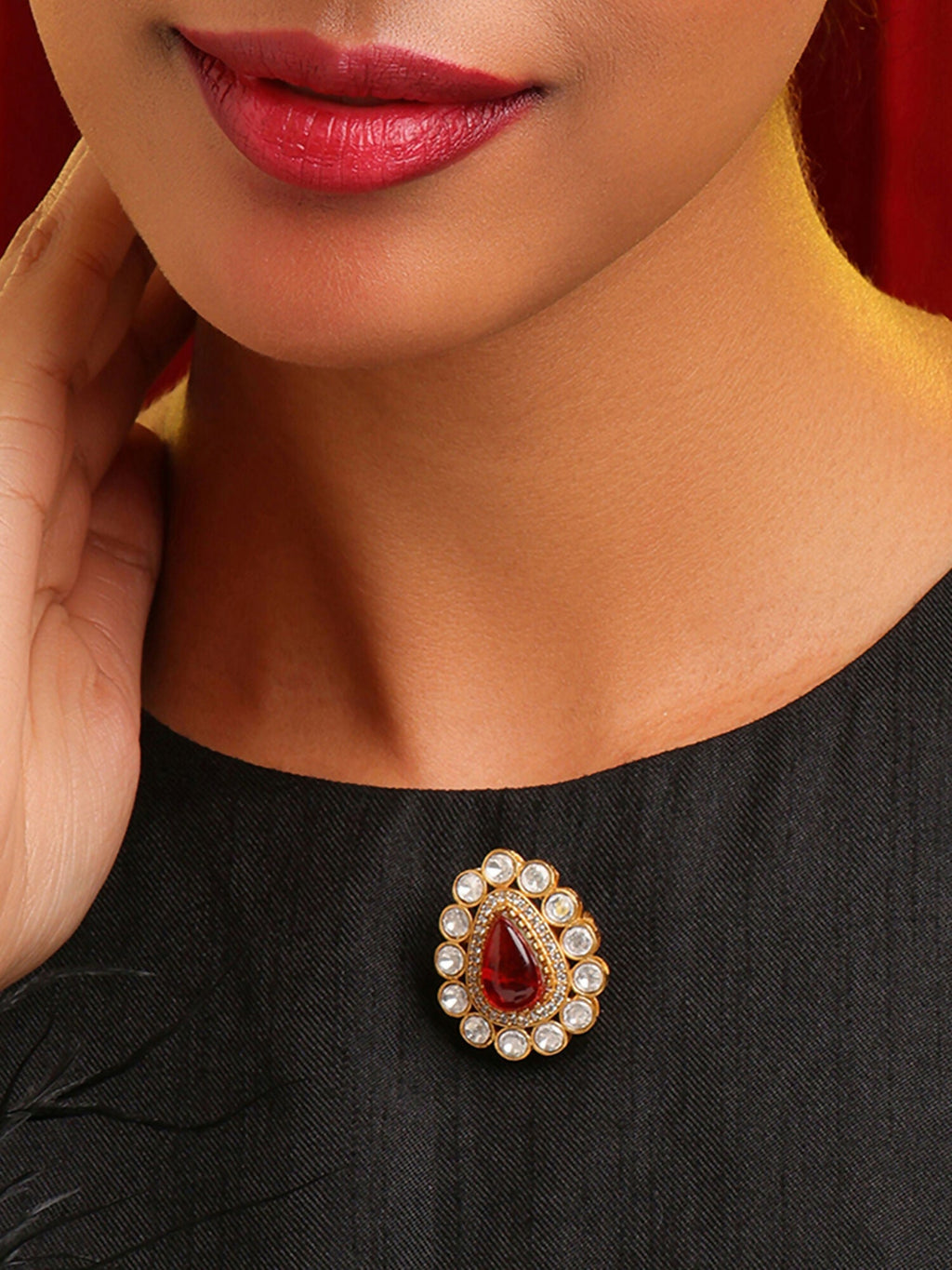 Ruby Raang Teardrop Brooch | Grocsy