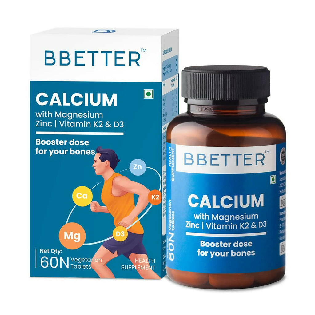 BBETTER Calcium Magnesium Zinc Tablets with Vitamin D3 & K2 | Grocsy