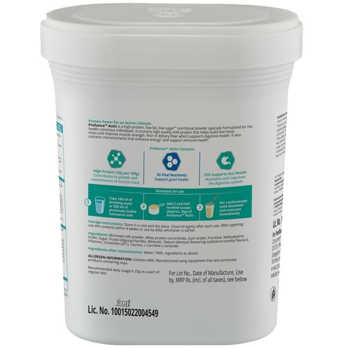 Prohance Activ Nutritional Supplement Powder - Vanilla Flavor | Grocsy